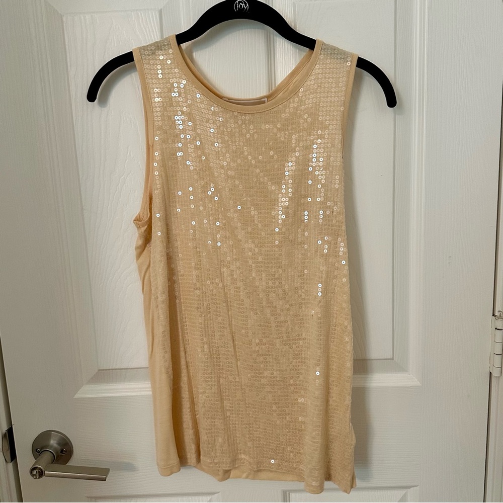 Michael Kors beige sequin sleeveless tank top